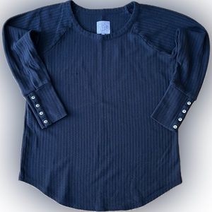 Black Waffle Knit Top